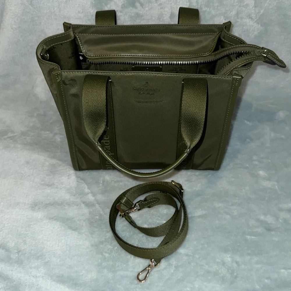 kate spade Green Small Structured Tote with Webbing Details - Picture 4 of 14